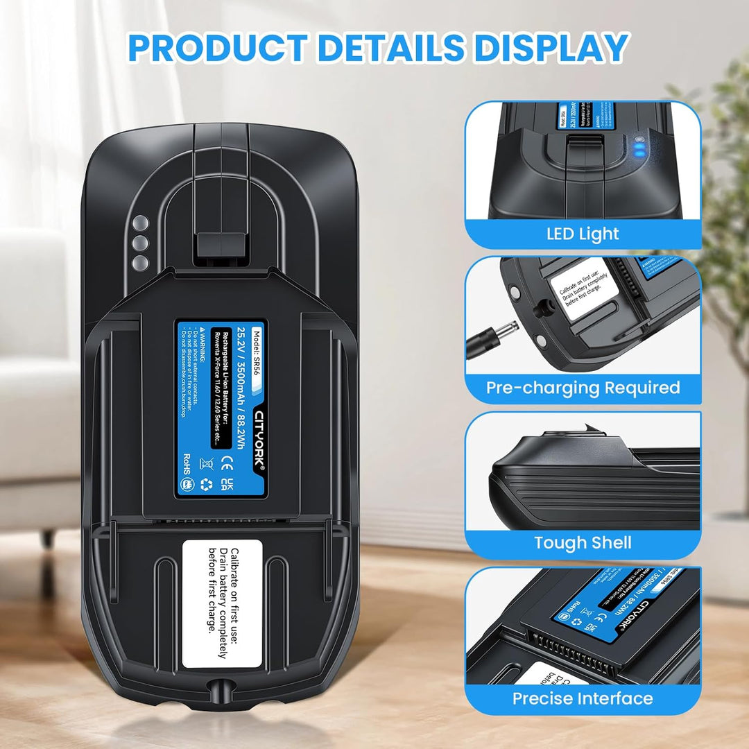 CITYORK 25.2V/3500mAh Akku für Rowenta X-Force Flex 11.60 Animal/Aqua Series, für Rowenta 25.2V RH98