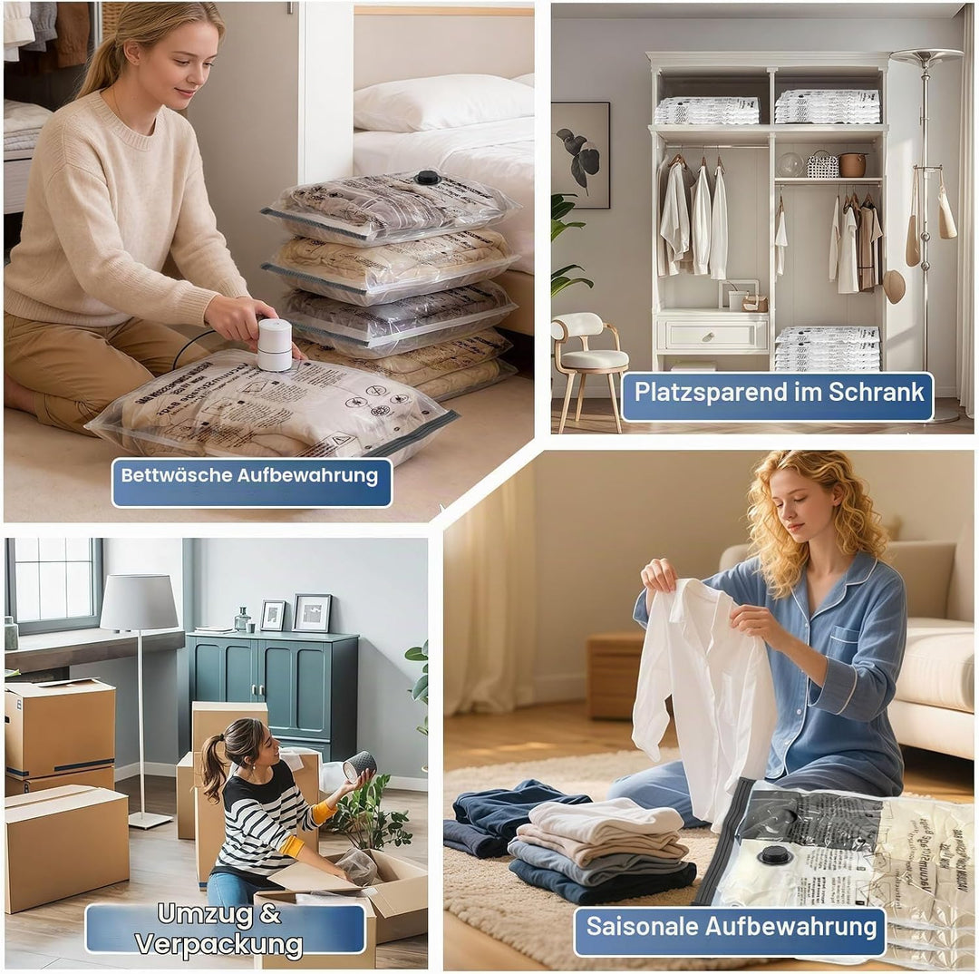 80×100 cm Vakuumbeutel für Kleidung 6 Stück Gross Vakuumbeutel für Bettdecken Feuchtigkeits Vacuum S