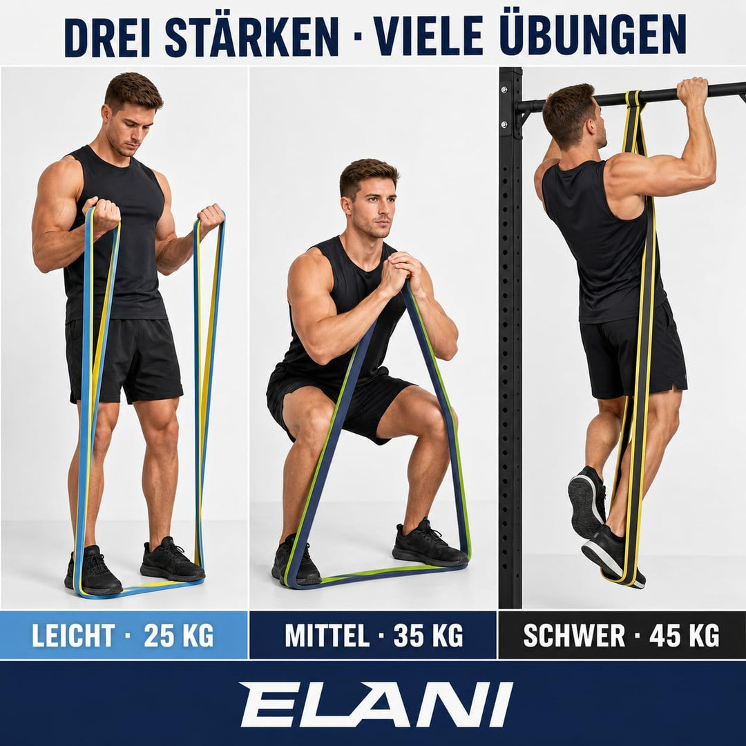 ELANI Resistance Bands - zweifarbig mit Widerstandslinien + Workoutplan &amp; Eco-Verpackung - Widerstan