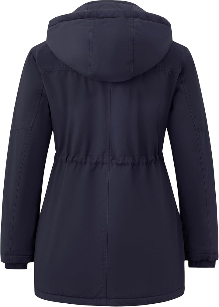 Wantdo Damen Klassische Baumwoll Jacke Warmer Fleece Mantel Winter Outdoor Parka Jacke Mittellanger