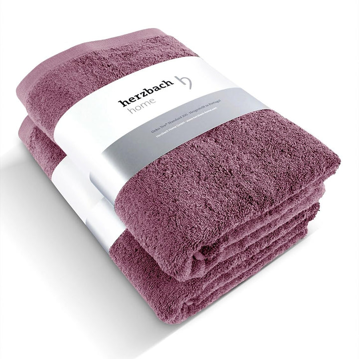 herzbach home Premium Duschtuch 2er-Set 70 x 140 cm (Malve) – Grosse, weiche & saugstarke Dusch-Hand
