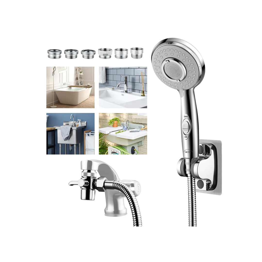 Klleyna Duschkopf Waschbecken-Wasserhahn Badewanne-Badezimmer-Garten – Schlauchsprühaufsatz (6 Adapt