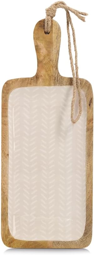 Zeller 25691 Servierbrett aus FSC®-zertifiziertem Mangoholz in Beige, natürliches Holzbrett mit Grif