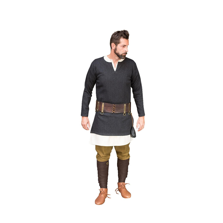 Burgschneider Mittelalter Fischgrättunika Tyr - Schwarz Grau XXXL 3XL, 3XL
