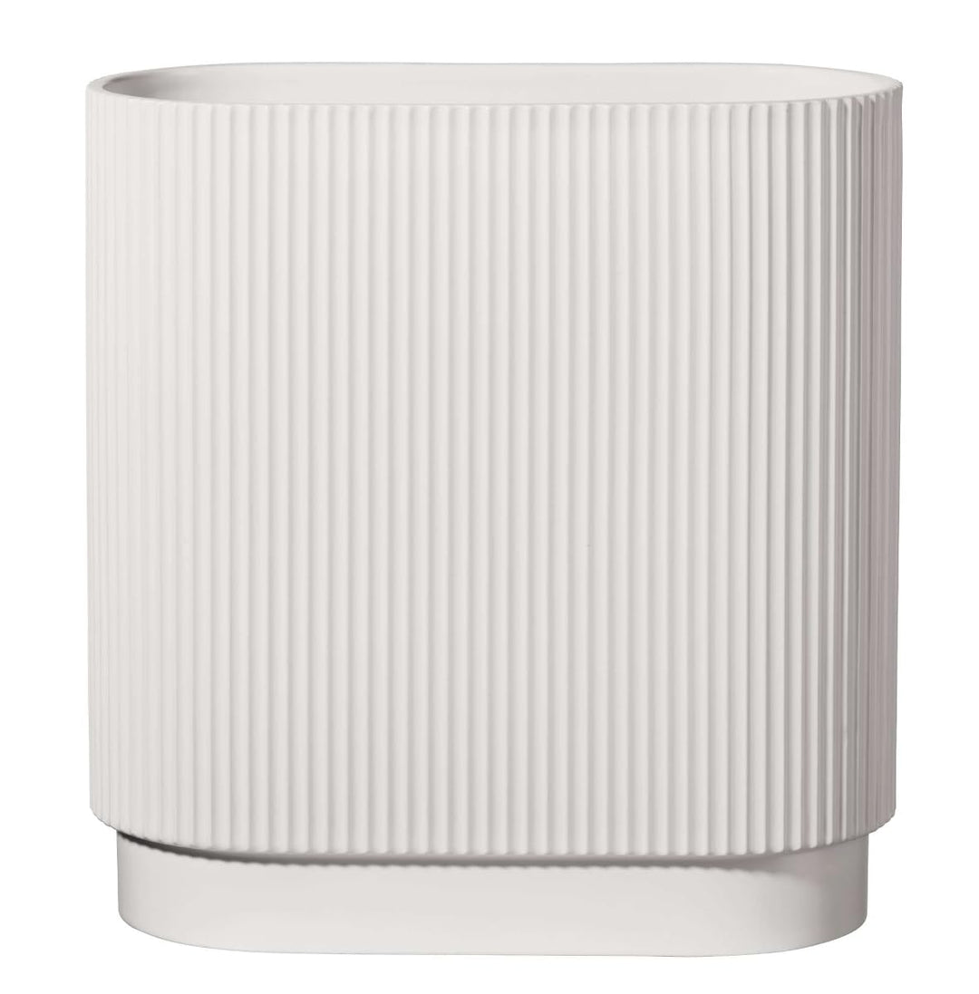 ASA Art Deco Vase aus Steingut in der Farbe Weiss mit mattem Finish Handgefertigt, Masse: 34,5cm x 1