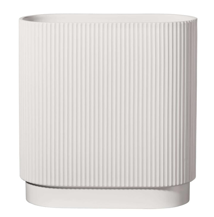 ASA Art Deco Vase aus Steingut in der Farbe Weiss mit mattem Finish Handgefertigt, Masse: 34,5cm x 1