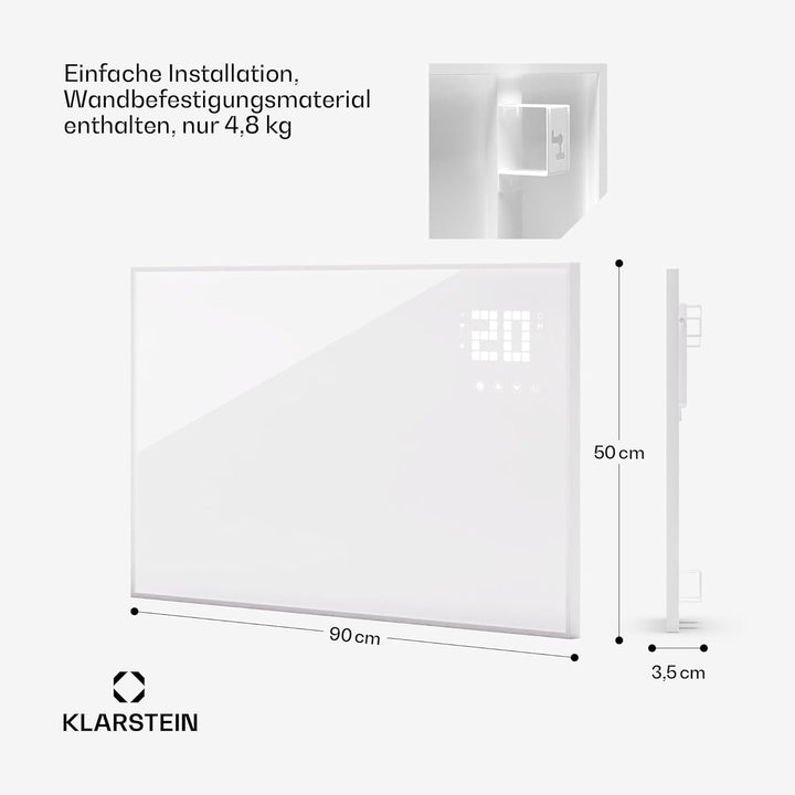 Klarstein Infrarotheizung mit Thermostat, 480W Elektroheizung, Smart Home Bild-Infrarotheizung zur W