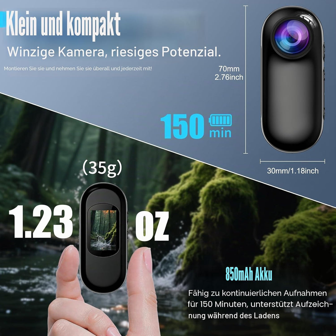 OBEST Mini Action 4K Unterwasserkamera, Mini wasserdichte WiFi Cam, Helmkamera für Fahrrad und Motor
