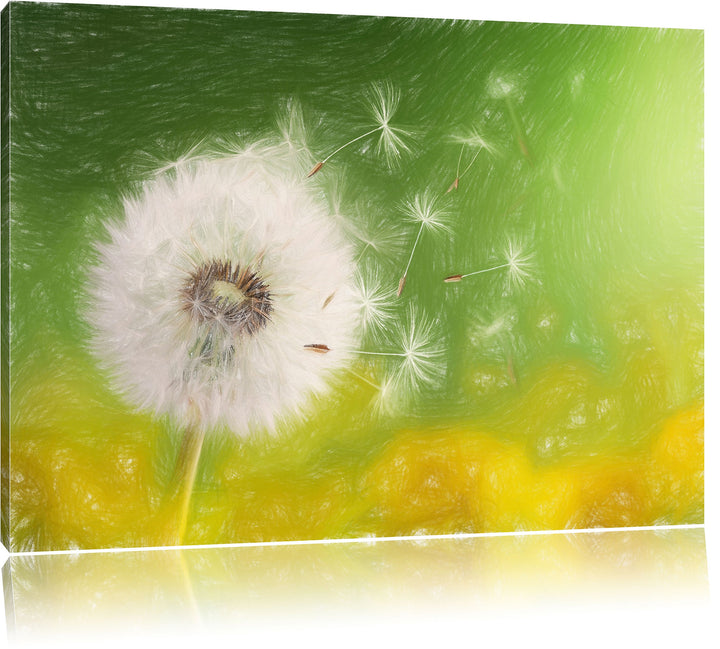 Pixxprint Löwenzahn Samen als Leinwandbild/Grösse: 100x70 / Wandbild/Kunstdruck/fertig bespannt, 100