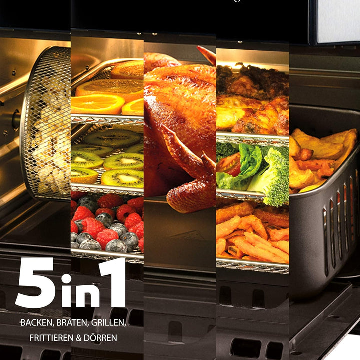 Balter Heissluftfritteuse HL-1200, Friteuse, 12 Liter, Mini Backofen, Dörrautomat Funktion, LCD Disp