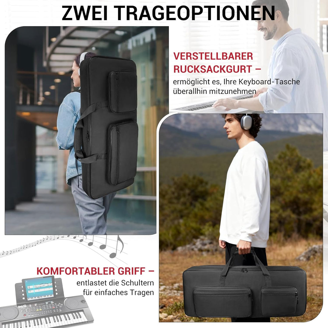 SUNDOY 49-Key Keyboard Tasche aus 600D Oxford-Gewebe, Gig Bag mit 8 mm Polsterung für Keyboard & Zub