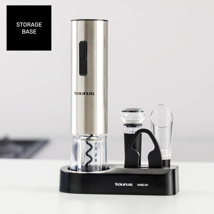 Taurus – Elektrischer Weinöffner Wine Up, kabellos, entkorkt in 6–8Sekunden, LED-Licht, inkl. Folien