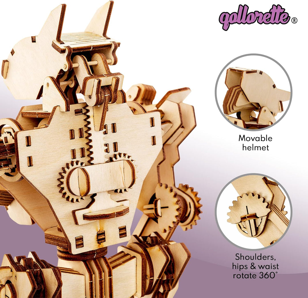 qollorette Modellbau 3D Holzpuzzle für Erwachsene, Kinder, Roboter Bausatz Holzmodelle Bausätze Erwa