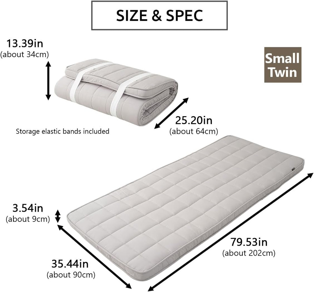 EMOOR Japanische Gepolsterte Futon Matratze Machi 90 x 202 cm Grau, Urethan- und Polyester (Fest) Zw
