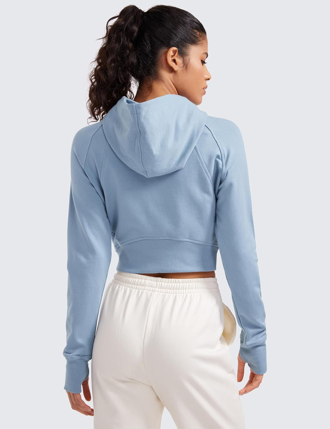 CRZ YOGA Damen Full Reissverschluss Fleece Hoodie Jacke Cropped Running Zip Up Laufjacke Workout Spo