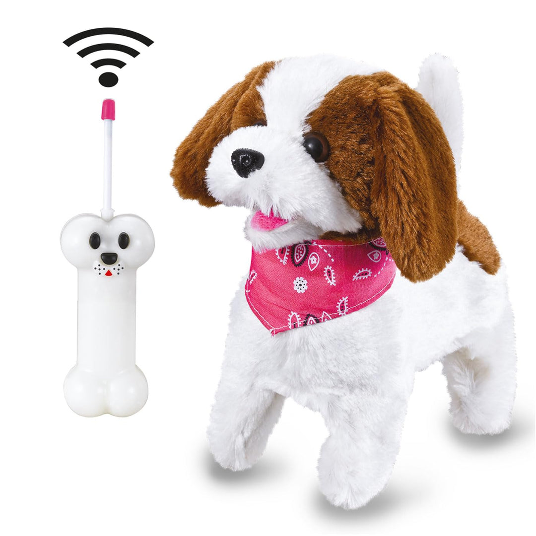 JAMARA -Lucky RC Plüschhund 27MHz- Weiches Fell, bewegt die Schnauze und Kopf, wedelt mit dem Schwan