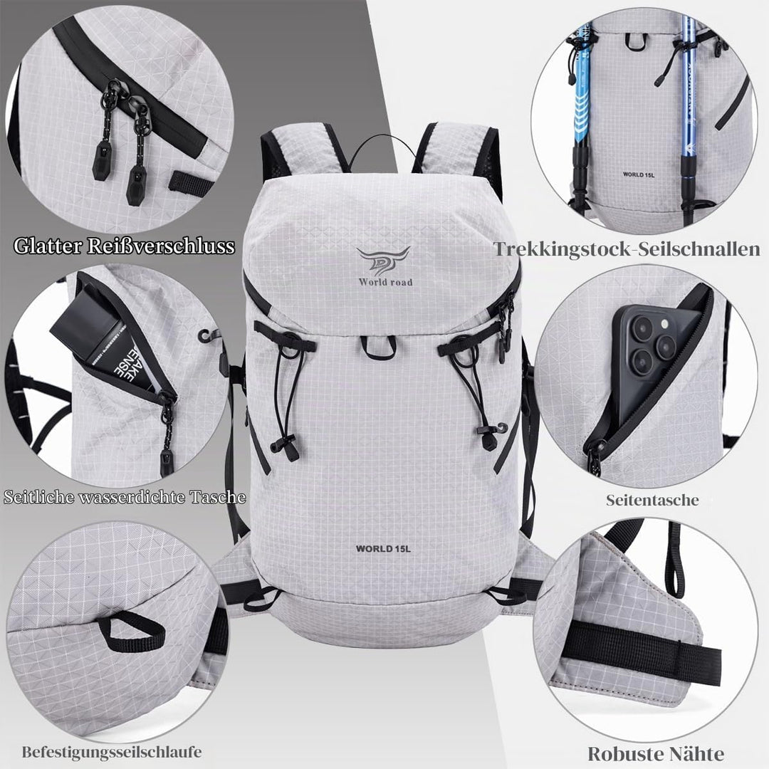 Kimwadalh Kleiner Rucksack 15L Wanderrucksack für Damen Herren Rucksäcke für Radsport Outdoor Trekki