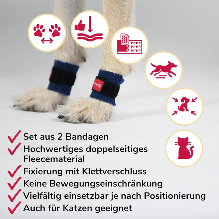Krallenschutzbandage Gr. XL50 für Hunde, Schutz für Wolfs- und Daumenkralle, doppelseitiges Fleece,
