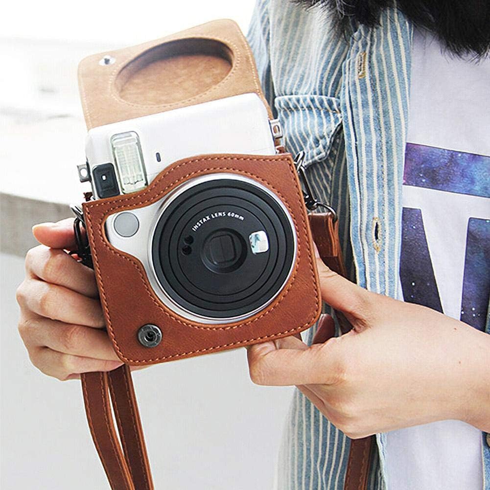 Schützende Kameratasche aus PU-Leder mit Riemen für Fujifilm Instax 70 mit Schultergurt Weiche Innen