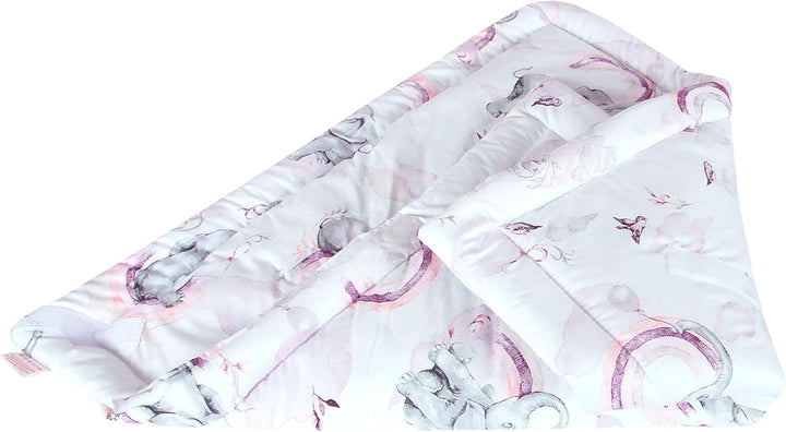 Babylux Einschlagdecke BABYHÖRNCHEN 75 x 75 cm Baby Neugeborene Erstausstattung (125. Elefanten Rosa
