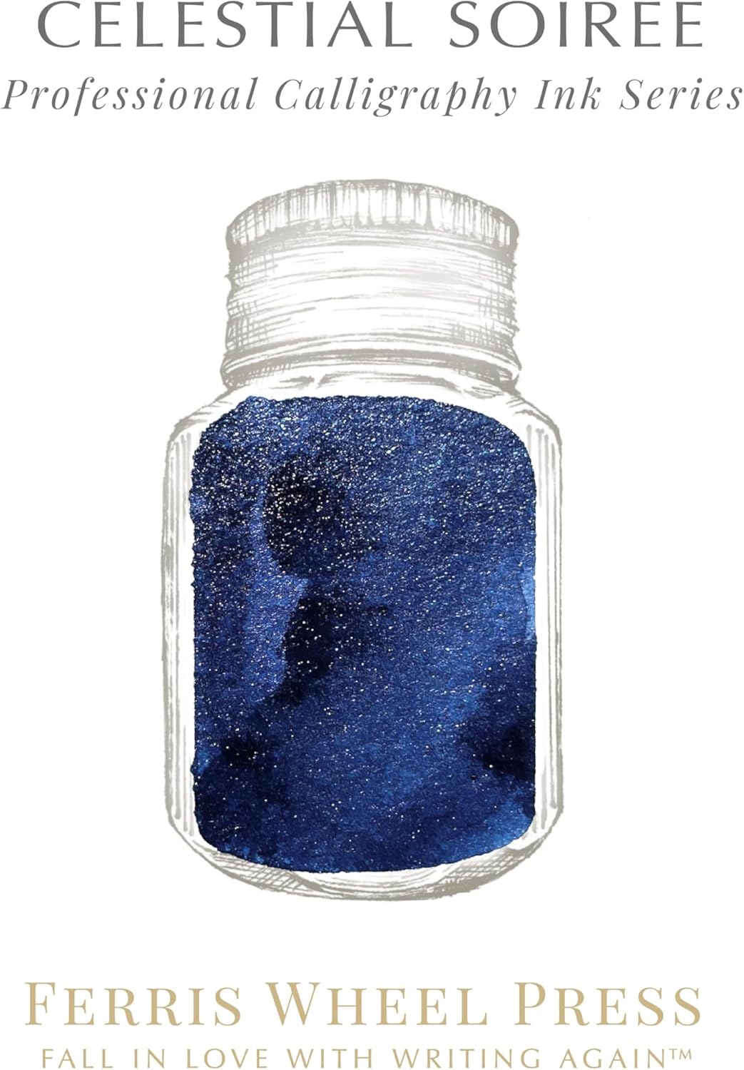Ferris Wheel Press Calligraphy Ink | Navy Blue with Silver Shimmer | 28ml, Navy Blue with Silver Shi