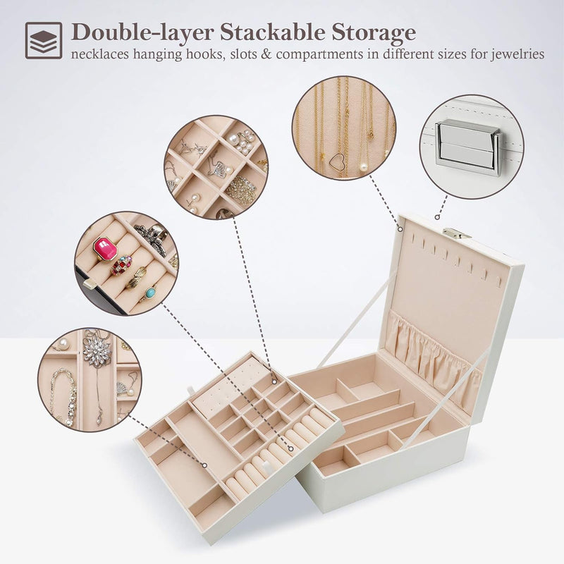 ProCase Schmuckschatulle Damen Leder, Schmuckkästchen mit 2 Ebenen Schmuckkasten Schmuckkoffer Schmu