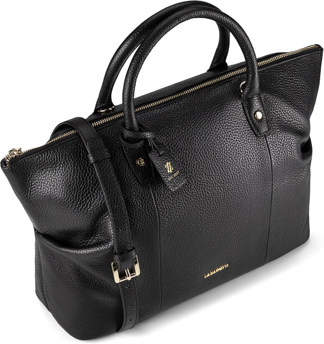 Lazarotti Bologna Leder Shopper Tasche Damen | mit abnehmbarem Schultergurt | XL Henkeltasche 36 cm