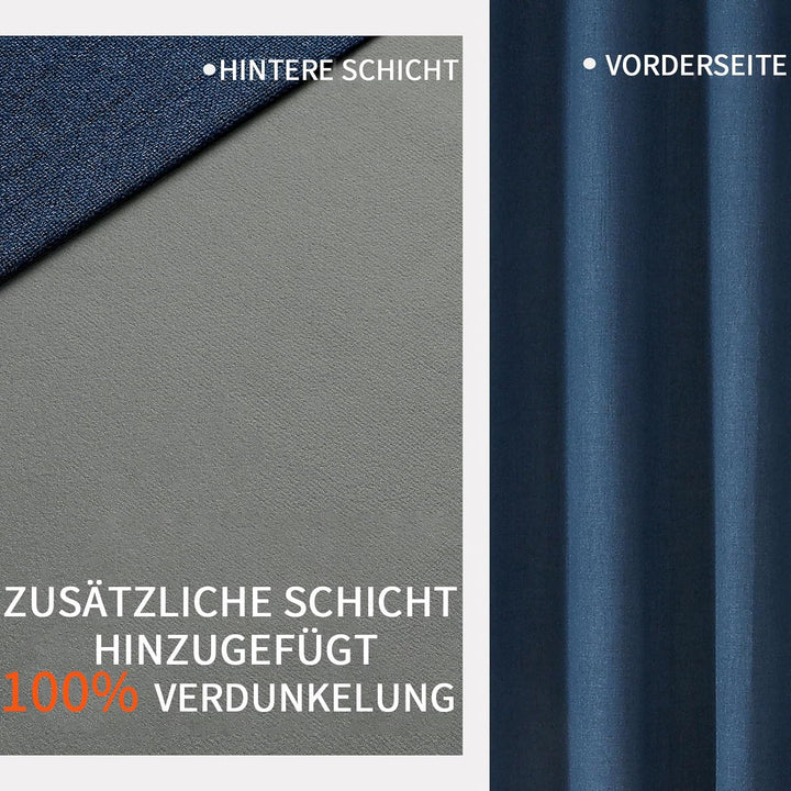 Joydeco 100% Blickdichte Vorhänge mit Ösen Gardinen Leinenoptik 2 Stück, Verdunkelungsvorhang Leinen