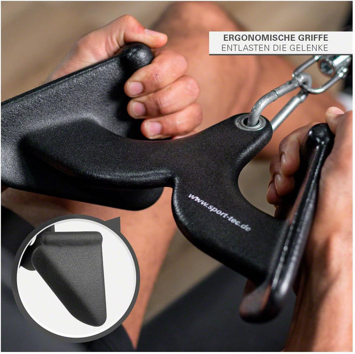 Sport-Tec ergonomischer Rudergriff, Seilzug Krafttraining Muskelaufbau Bizeps Curls, 31,5x16 cm