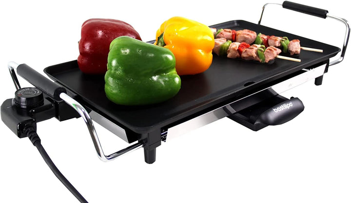Bastilipo Fast Table Chef VFT-2000 Vulcano Antihaft-Grillplatte, 2000 W, 26 x 46 cm, fängt Fett auf