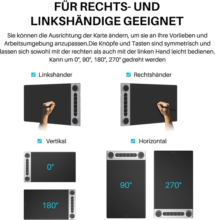 HUION Inspiroy Dial 2 Bluetooth Grafiktablett mit Doppelte Dial Controllern + 6 Programmierbaren Tas