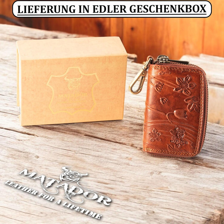 MATADOR Schlüsseletui Herren Leder #KOPENHAGEN mit edler Geschenk Box, Elegante Autoschlüssel Hülle