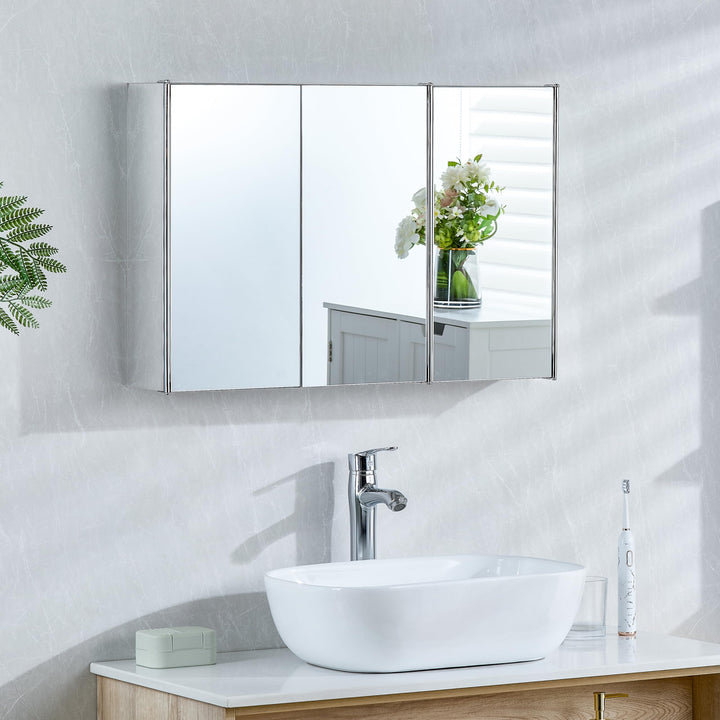 Bath Vida Designs Tiano Badezimmerschrank, dreifacher Spiegel, Wandmontage, moderner Aufbewahrungssc