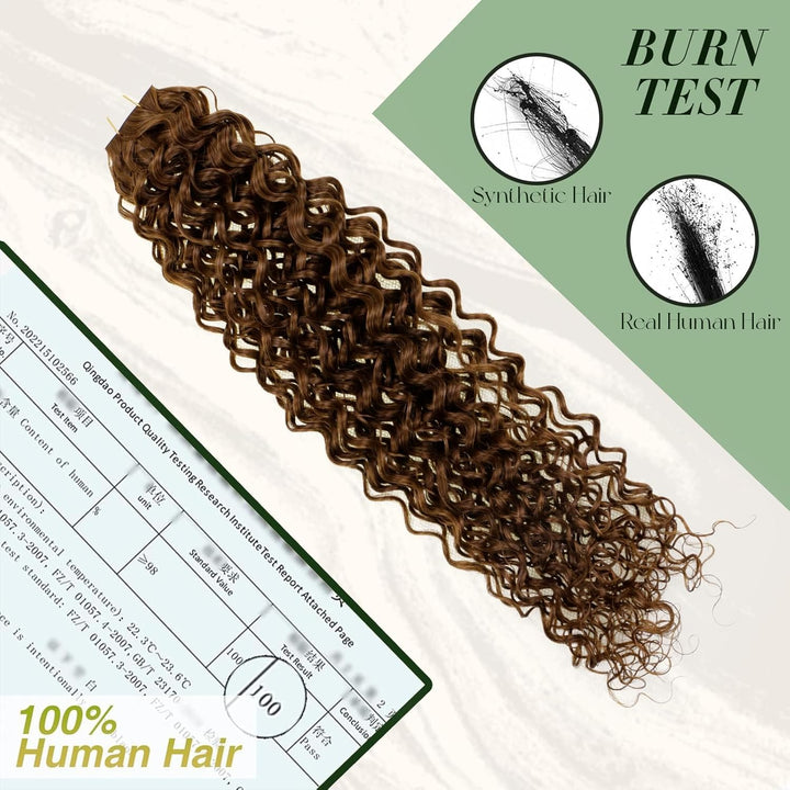 RUNATURE Tape in Extensions Echthaar Braun Natürliche Welle 50cm Tape Echthaar Extensions Remy 20pcs