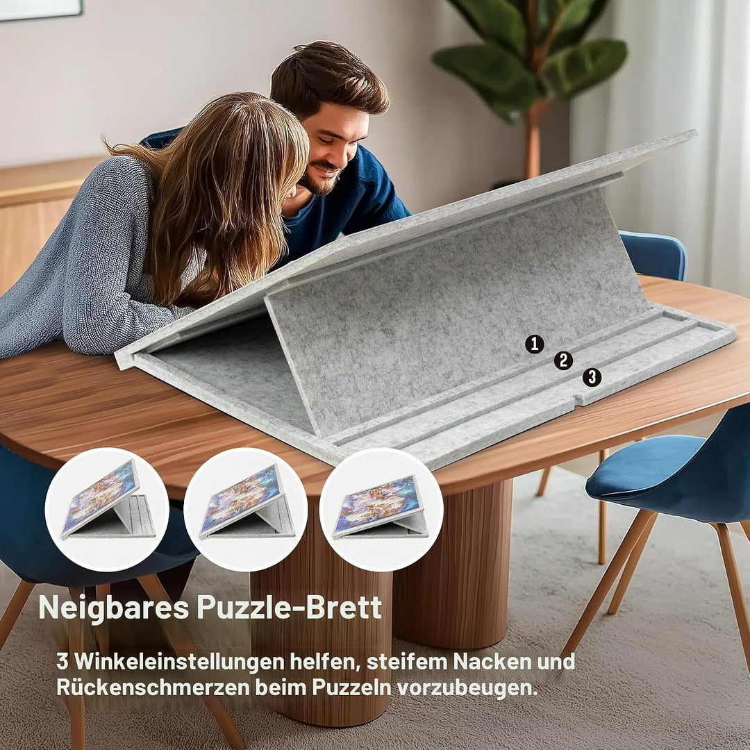 Lavievert 1000 Stück Puzzle Board mit Abdeckung, Puzzle Tisch mit 3 Neigungswinkel, Filzpuzzleablage