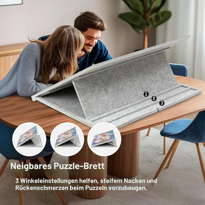 Lavievert 1000 Stück Puzzle Board mit Abdeckung, Puzzle Tisch mit 3 Neigungswinkel, Filzpuzzleablage