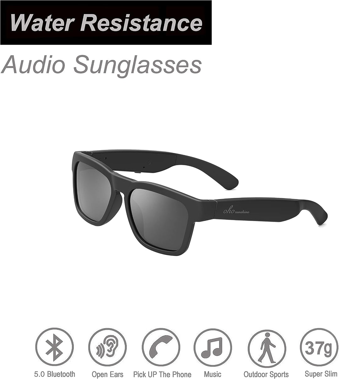 OhO sunshine Audio Sunglasses,Voice Control and Open Ear Style Listen Music and Calls with Volumn UP
