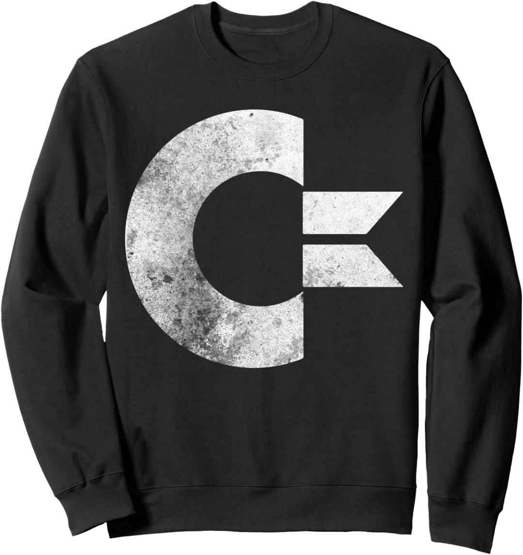 COMMODORE - C64 - Grossbuchstabe Stone Washed Grunge Effect Sweatshirt