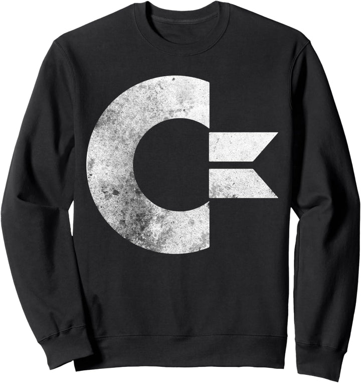 COMMODORE - C64 - Grossbuchstabe Stone Washed Grunge Effect Sweatshirt