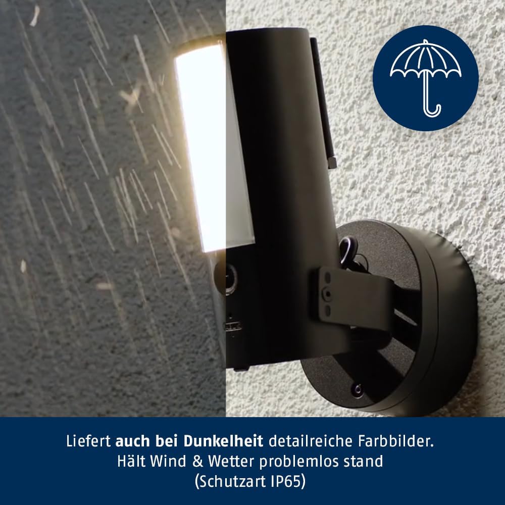 ABUS WLAN Licht Aussen-Kamera (PPIC46520) – Smarte Überwachungskamera mit Aussenleuchte, Personenerk