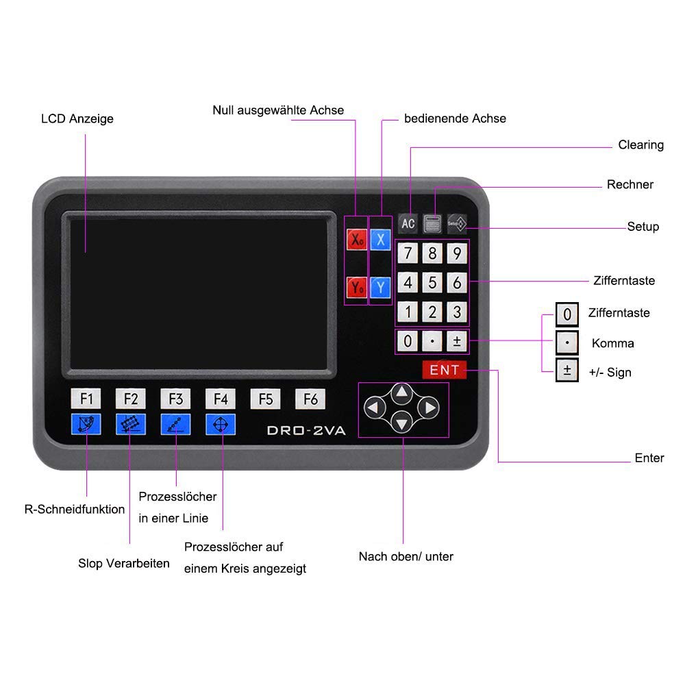 2 Achse LCD Digitalanzeige Kit ToAuto Digitalanzeige mit 2 Axis Linear Massstab für CNC-Fräsen Elekt