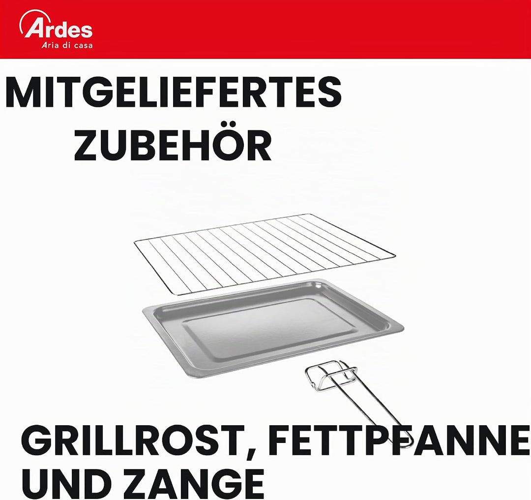 ARDES | AR6264PB Elektrischer Umluft-Kleinbackofen 25 Liter Fassungsvermögen mit Innenbeleuchtung 6