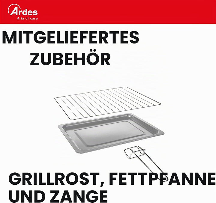 ARDES | AR6264PB Elektrischer Umluft-Kleinbackofen 25 Liter Fassungsvermögen mit Innenbeleuchtung 6