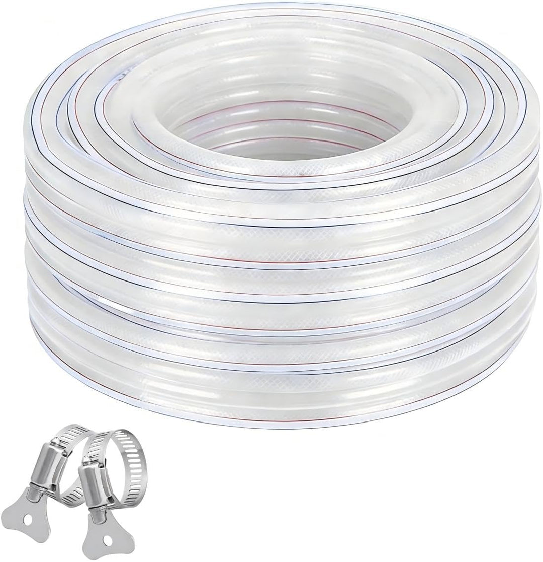 Trinkwasserschlauch PVC Schlauch mit Gewebe Benzinschlauch Wasserschlauch, mit 2 Schlauchschellen, f