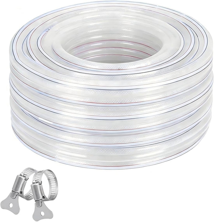 Trinkwasserschlauch PVC Schlauch mit Gewebe Benzinschlauch Wasserschlauch, mit 2 Schlauchschellen, f