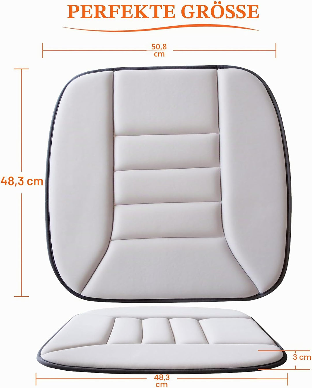kingphenix Auto Sitzkissen mit 3,0 cm Komfort Memory Foam Sitzkissen für Auto und Bürostuhl - Hellgr