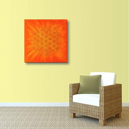 Wandbild Blume des Lebens in Gold "Sonne" - Grösse 50cm x 50cm - Handgemalt mit Acrylfarbe auf Leinw