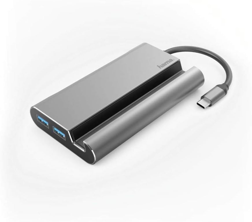 Hama USB-C 7 in 1 Dockingstation 3X USB 3.1 HDMI, VGA, LAN, USB- C (PD), 135764, grau