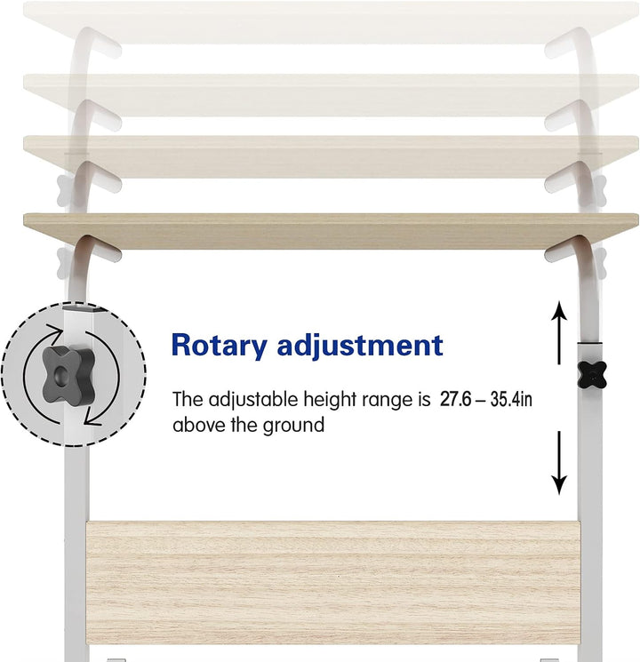 SogesHome Laptoptisch Beistelltisch PC Tisch Notebook Sofatisch Laptopständer mit Rollen,60 x 40 cm,