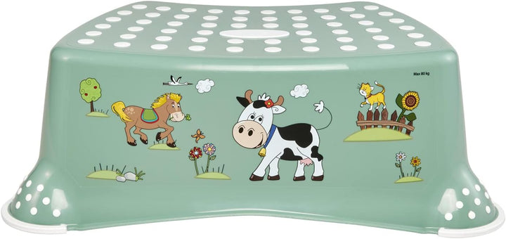 keeeper Funny Farm Tritthocker, Ab ca. 3 bis ca. 14 Jahre, Anti-Rutsch-Funktion, Tomek, Nordic Green